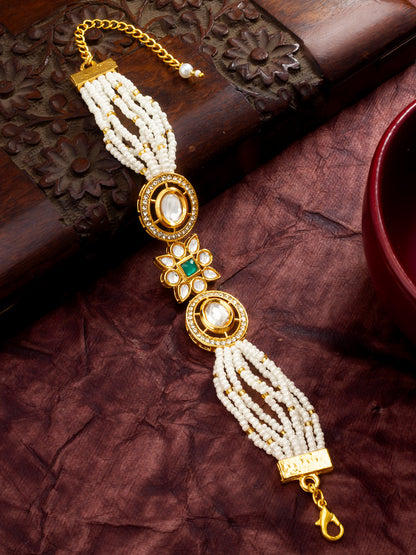 Aadita Geometric Crystal and Pearl Bracelet