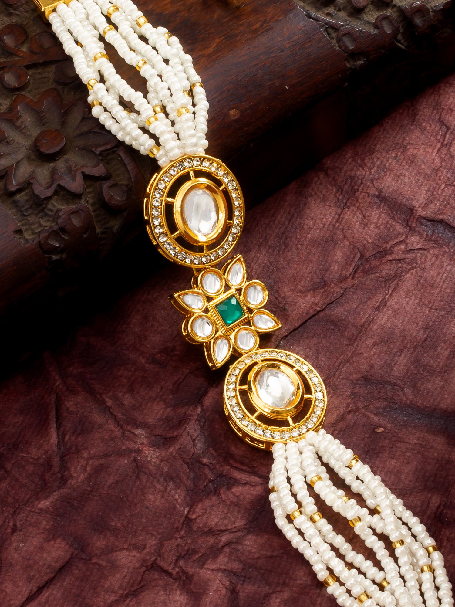 Aadita Geometric Crystal and Pearl Bracelet