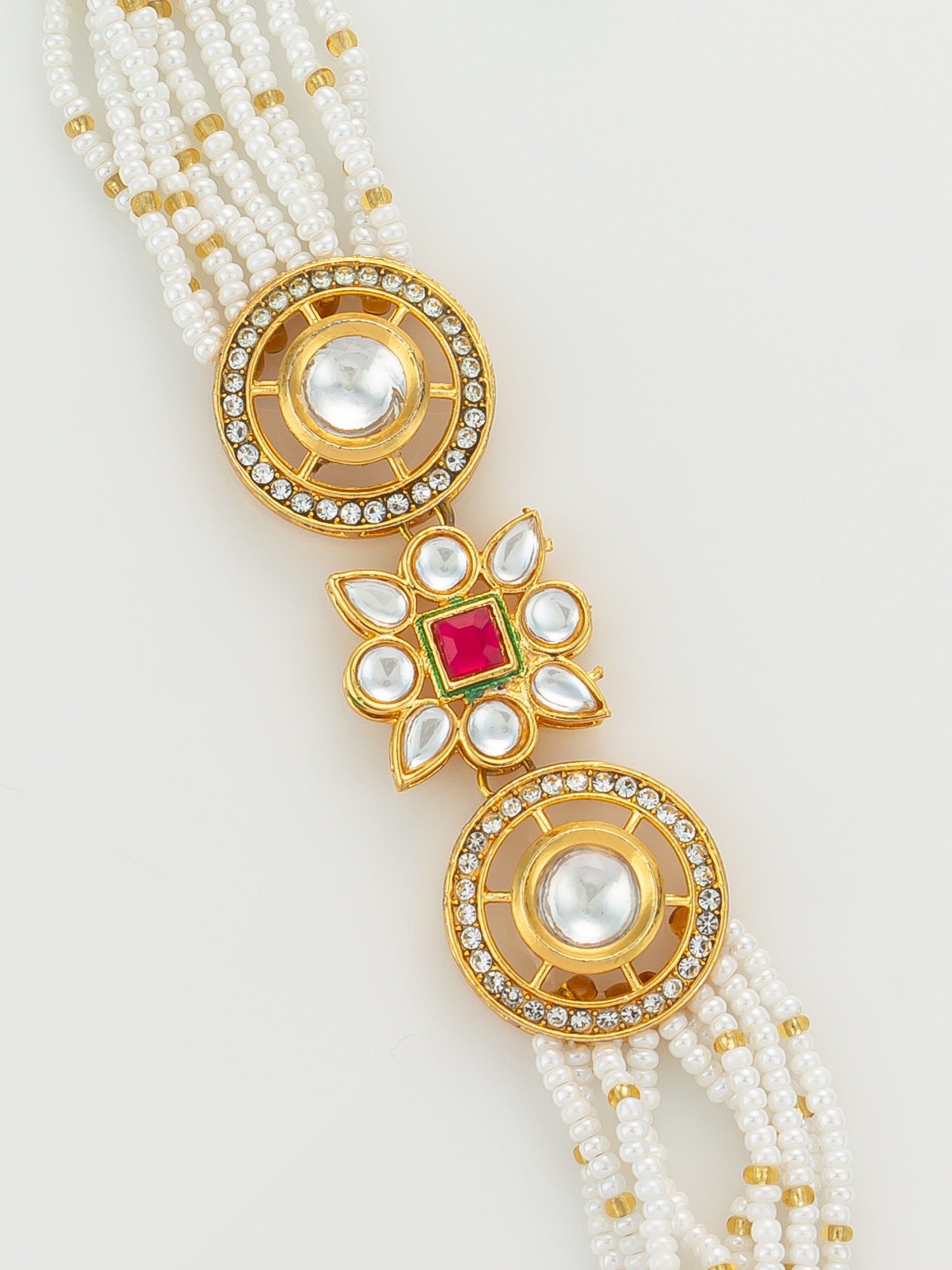 Aadita Traditional Pearl Beaded Kundan Bracelet