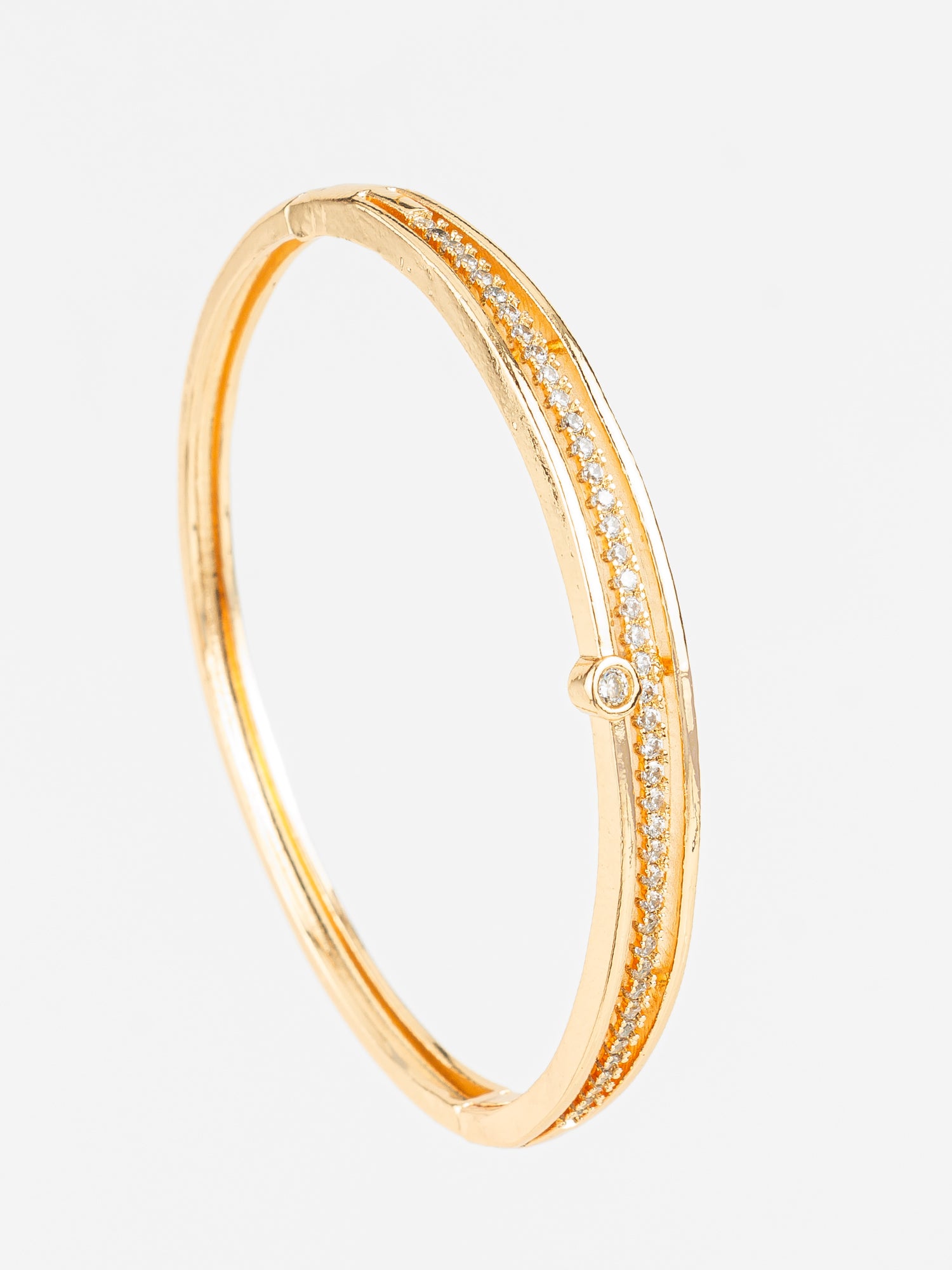 Aadita Gold Plated AD Stone Studded Elegant Bangle Bracelet for Women