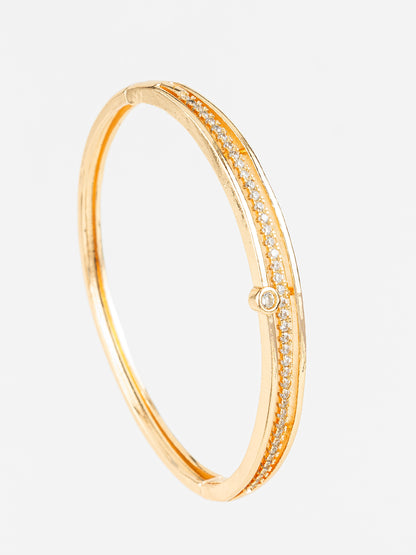 Aadita Gold Plated AD Stone Studded Elegant Bangle Bracelet for Women