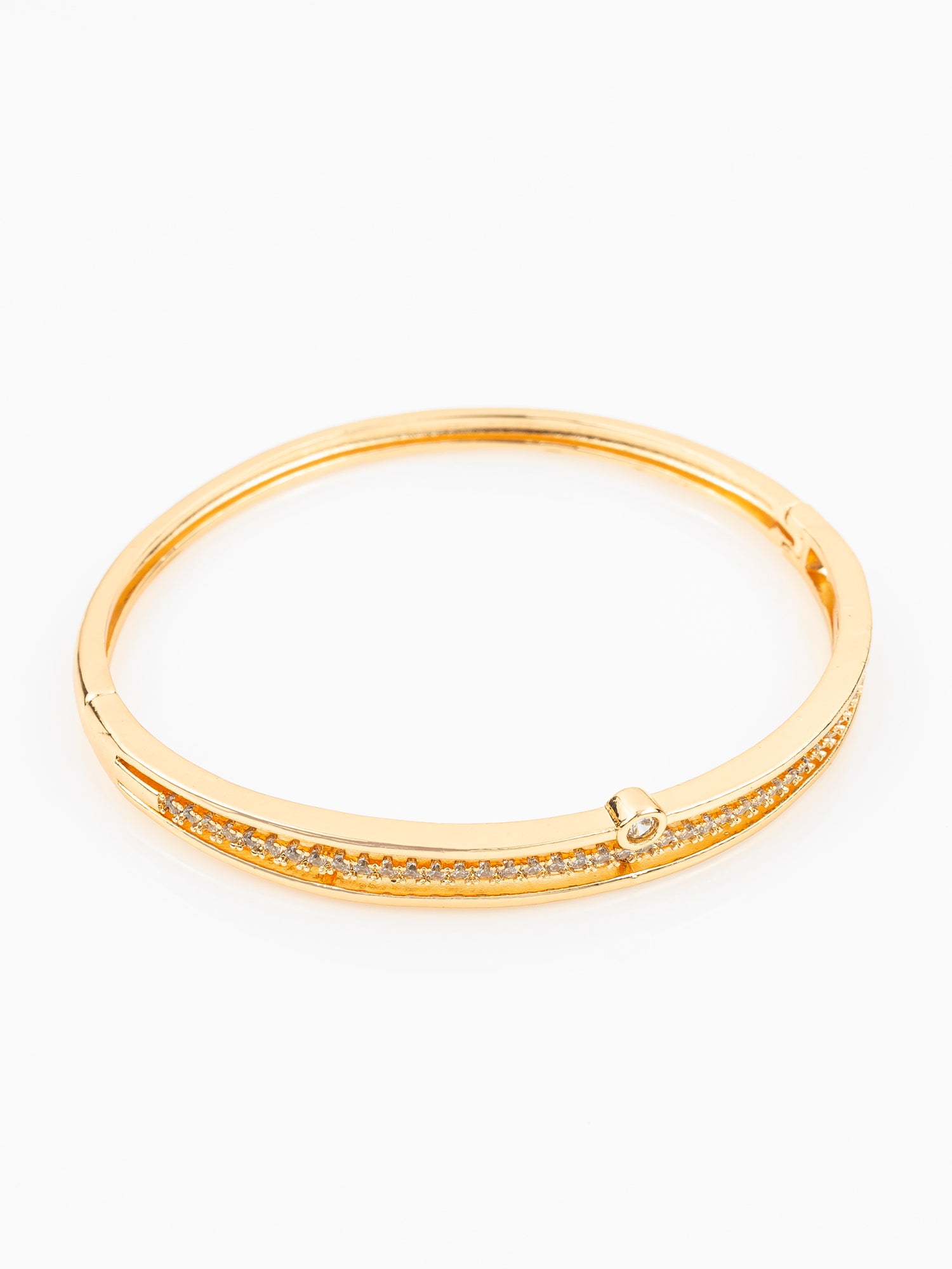 Aadita Gold Plated AD Stone Studded Elegant Bangle Bracelet for Women
