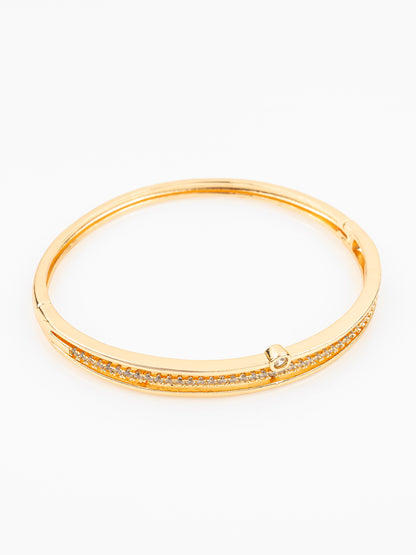 Aadita Gold Plated AD Stone Studded Elegant Bangle Bracelet for Women
