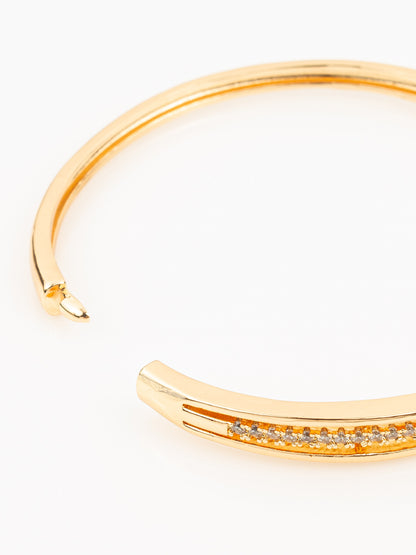 Aadita Gold Plated AD Stone Studded Elegant Bangle Bracelet for Women