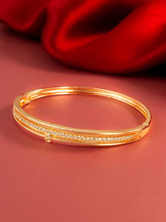 Aadita Gold Plated AD Stone Studded Elegant Bangle Bracelet for Women