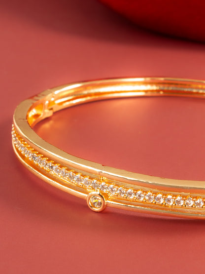 Aadita Gold Plated AD Stone Studded Elegant Bangle Bracelet for Women