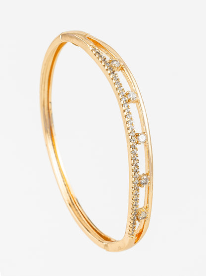 Aadita Gold Plated American Diamond Slim Openable Bangle for Women