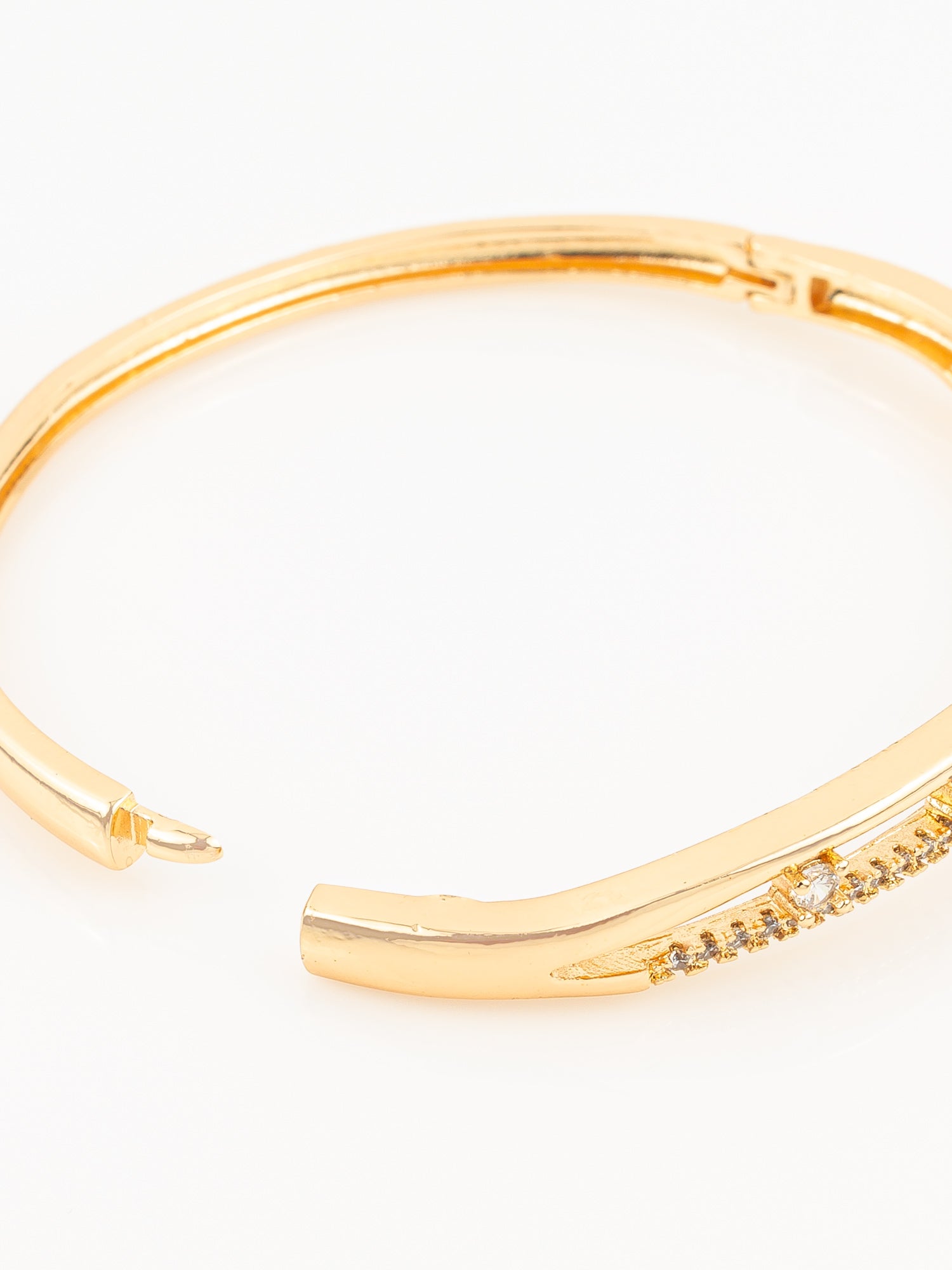 Aadita Gold Plated American Diamond Slim Openable Bangle for Women