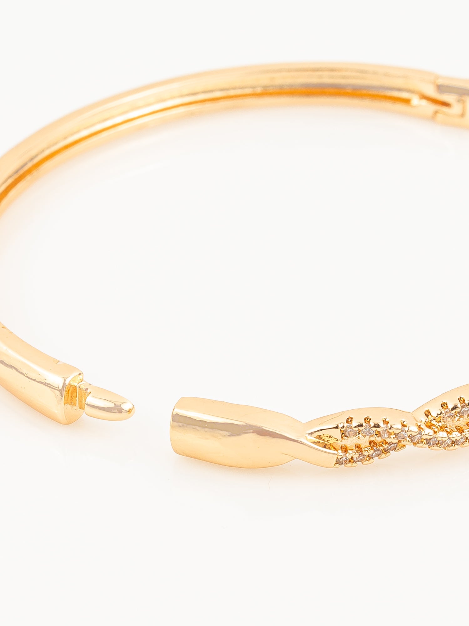Aadita Gold Plated Twisted Design AD Stone Bangle Bracelet for Women & Girls