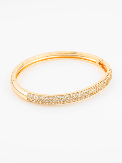 Aadita Gold Plated American Diamond Adjustable Kada Bangle for Women – Party Wear Traditional Jewellery