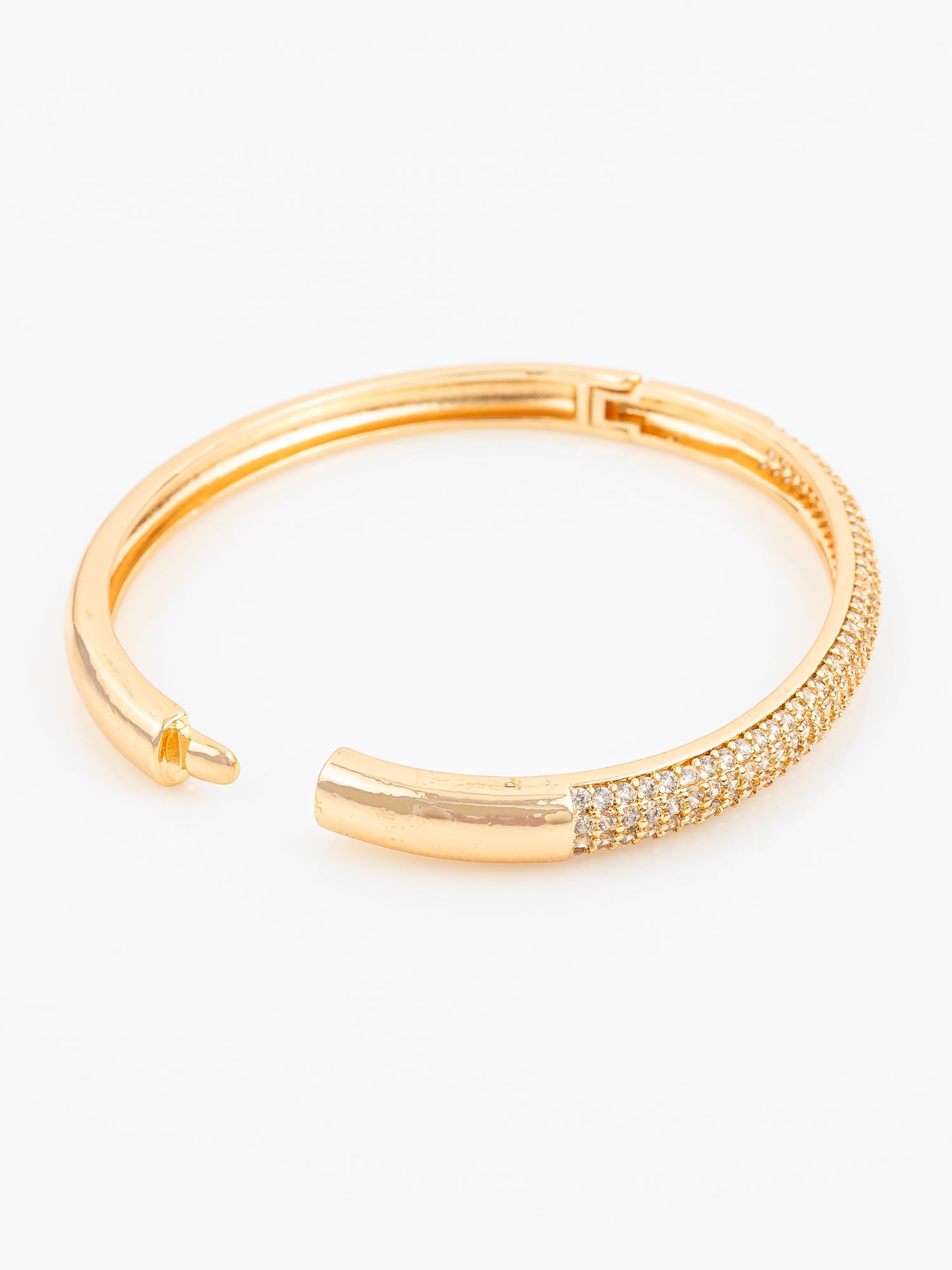 Aadita Gold Plated American Diamond Adjustable Kada Bangle for Women – Party Wear Traditional Jewellery