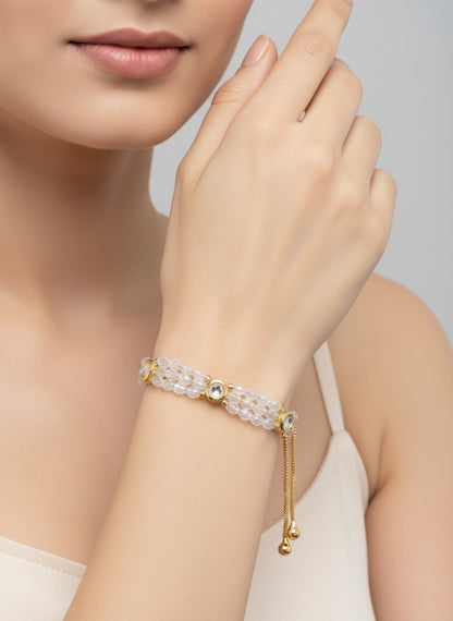 Aadita Crystal and Kundan Adjustable Slider Bracelet