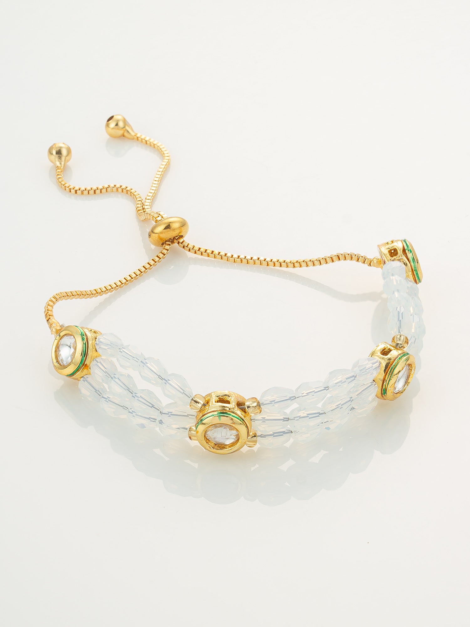 Aadita Crystal and Kundan Adjustable Slider Bracelet