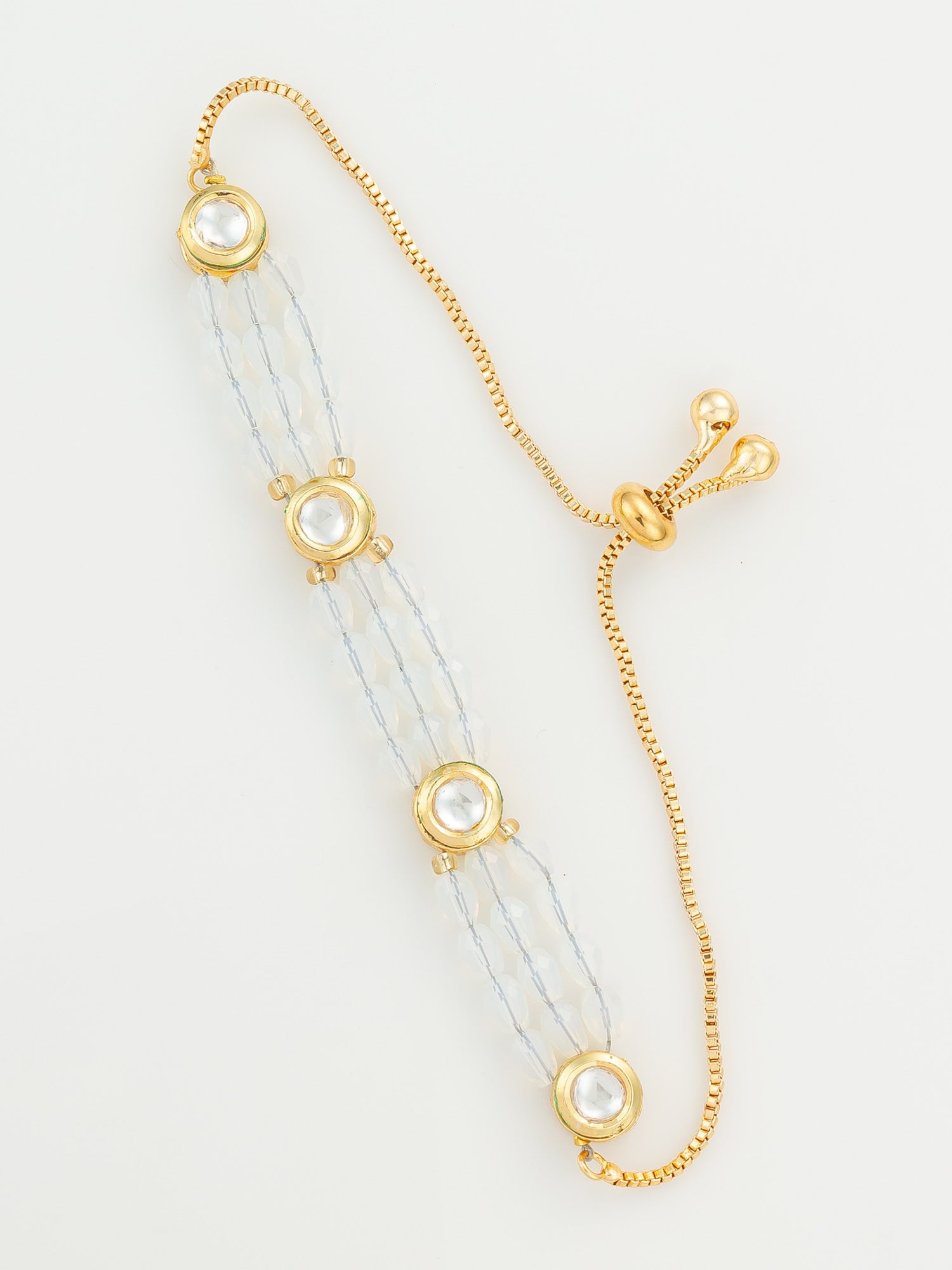 Aadita Crystal and Kundan Adjustable Slider Bracelet