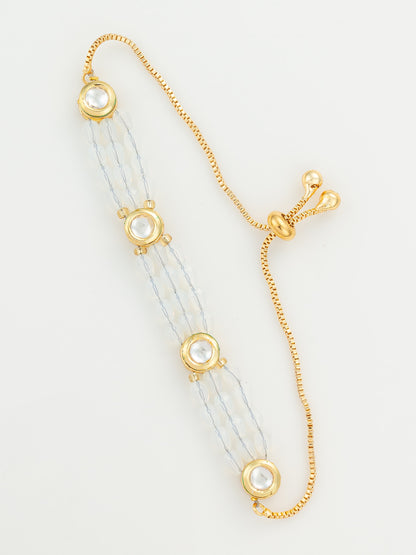Aadita Crystal and Kundan Adjustable Slider Bracelet