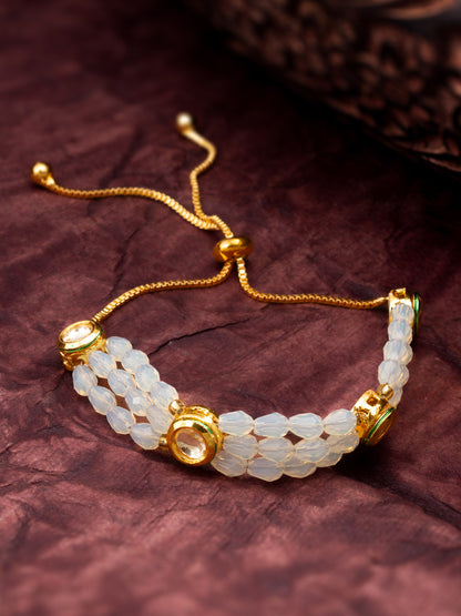 Aadita Crystal and Kundan Adjustable Slider Bracelet