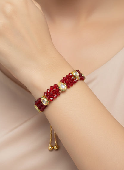 Aadita Ruby Red Crystal Kundan Bracelet