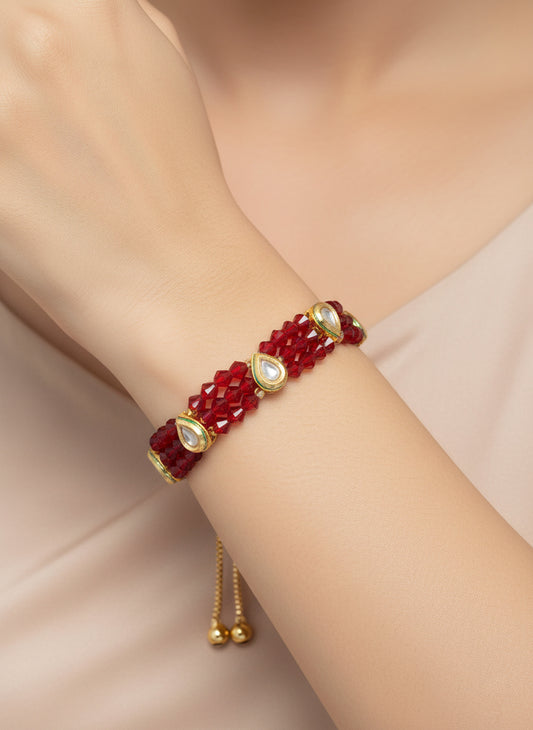 Aadita Ruby Red Crystal Kundan Bracelet