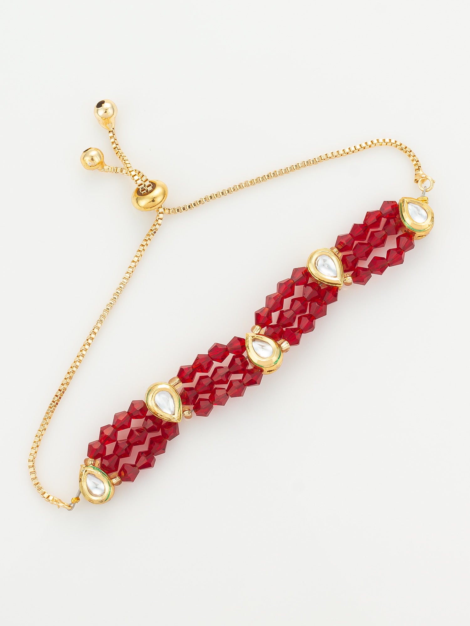 Aadita Ruby Red Crystal Kundan Bracelet