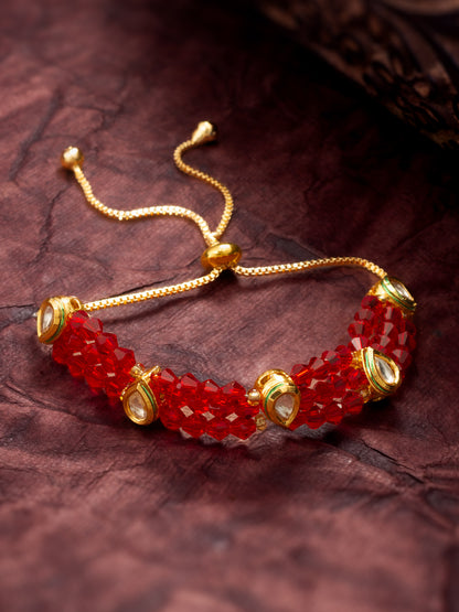 Aadita Ruby Red Crystal Kundan Bracelet