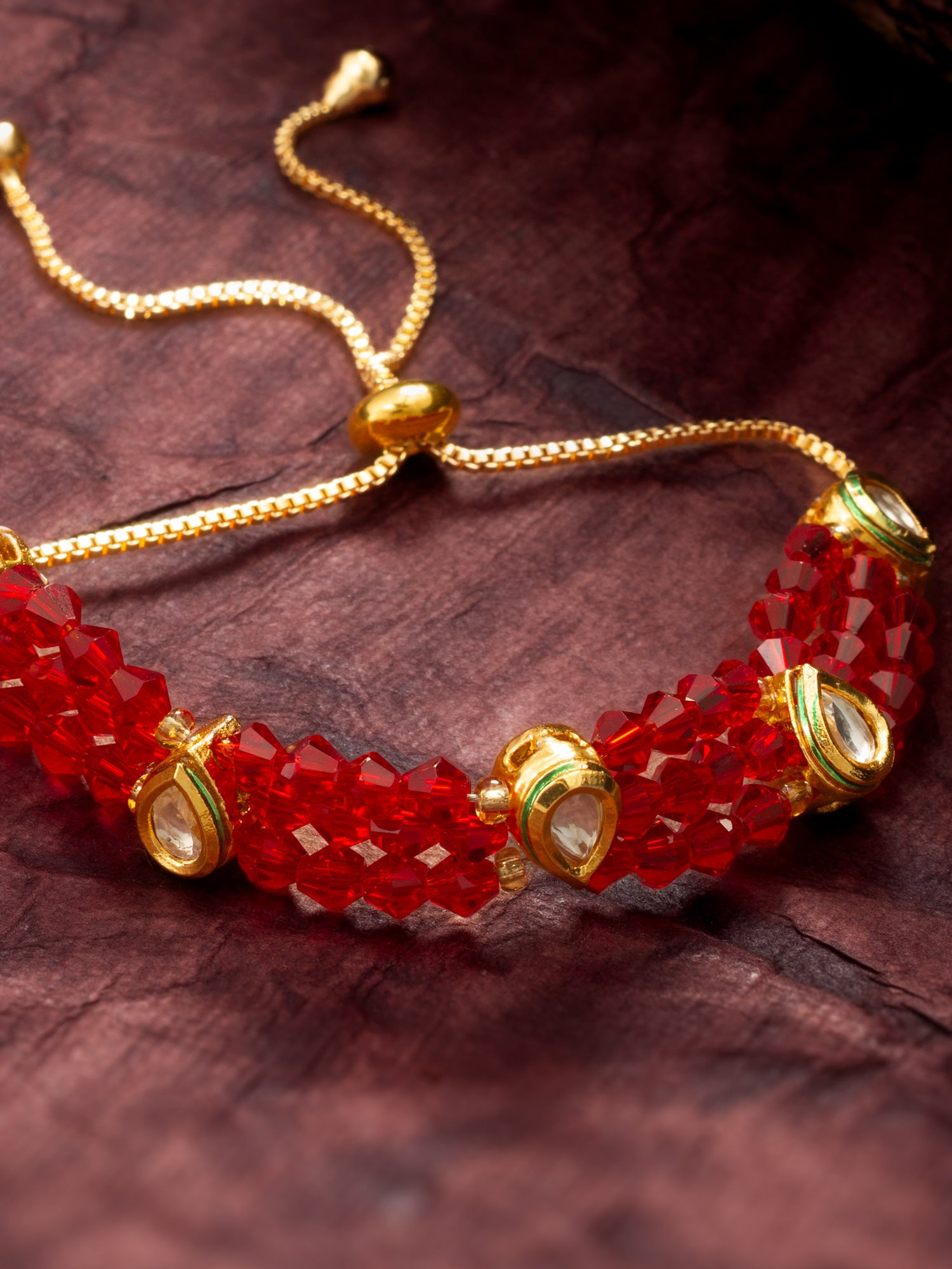 Aadita Ruby Red Crystal Kundan Bracelet