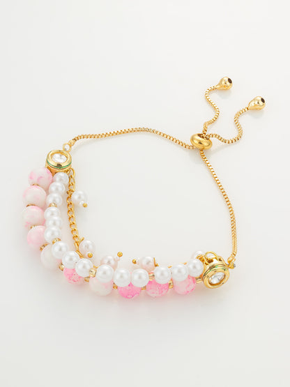 Aadita Dual-Tone Pink Beaded Layered Bracelet