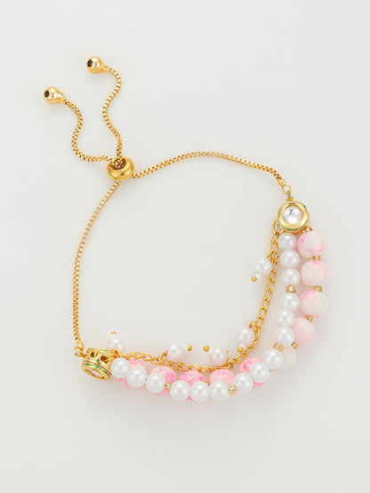 Aadita Dual-Tone Pink Beaded Layered Bracelet