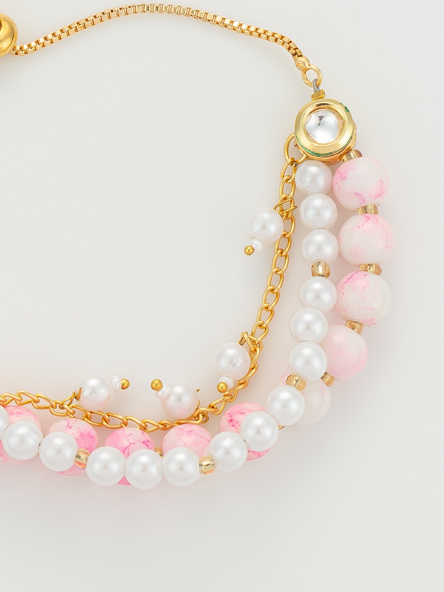 Aadita Dual-Tone Pink Beaded Layered Bracelet