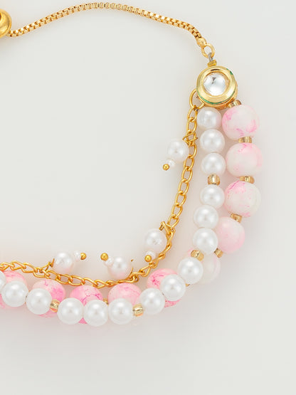 Aadita Dual-Tone Pink Beaded Layered Bracelet