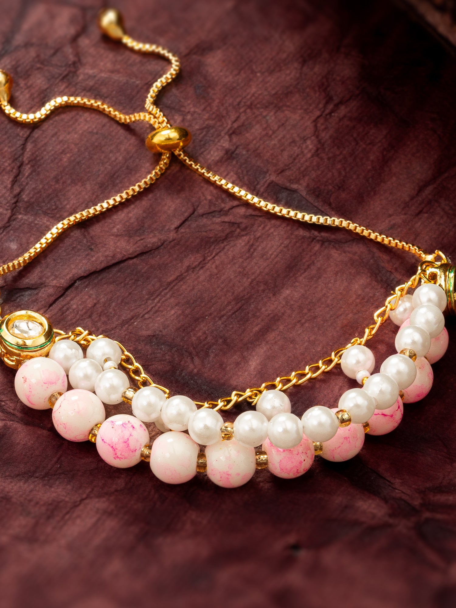 Aadita Dual-Tone Pink Beaded Layered Bracelet