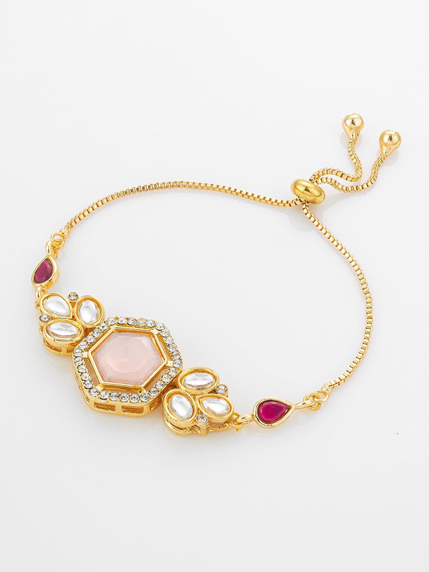 Aadita Geometric Rose Stone and Kundan Bracelet