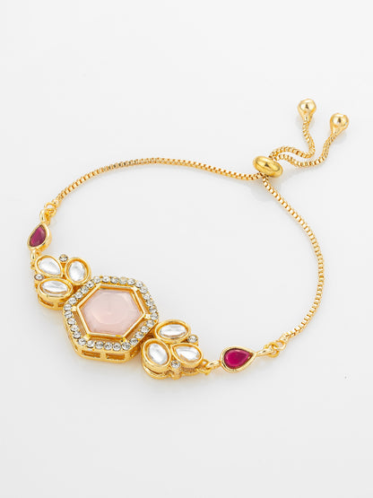 Aadita Geometric Rose Stone and Kundan Bracelet
