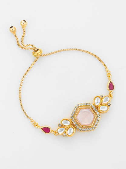 Aadita Geometric Rose Stone and Kundan Bracelet