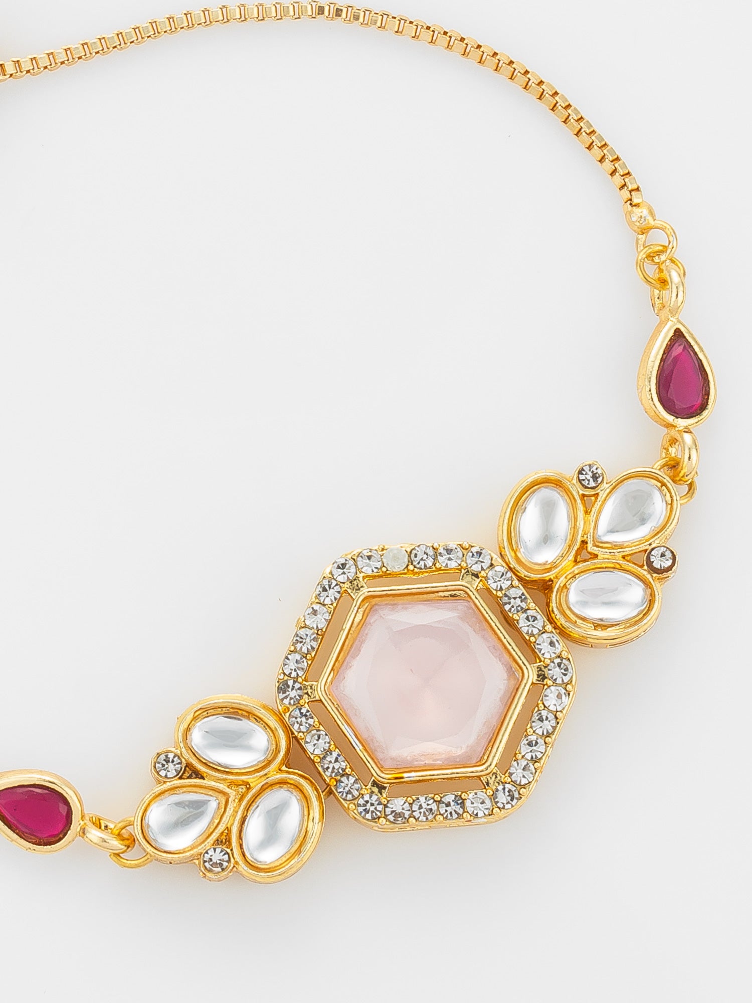 Aadita Geometric Rose Stone and Kundan Bracelet