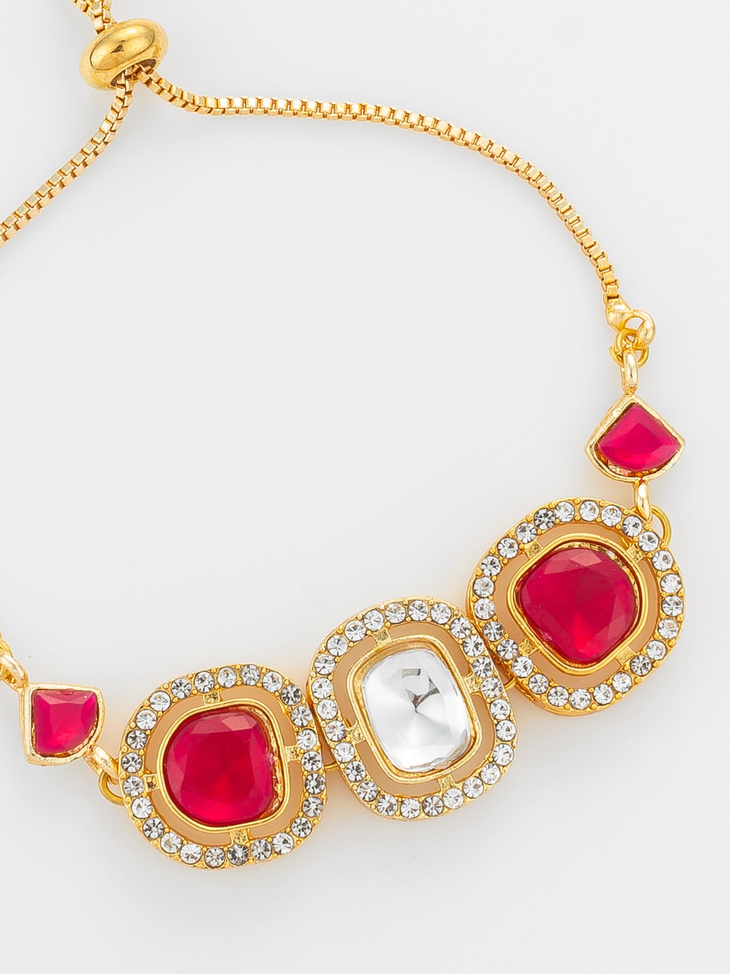 Aadita Gold Plated Ruby Red Kundan Bracelet