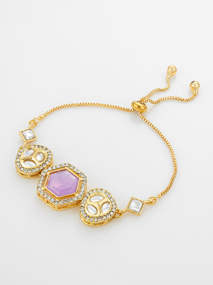 Aadita Lavender Hexagon Kundan Adjustable Bracelet