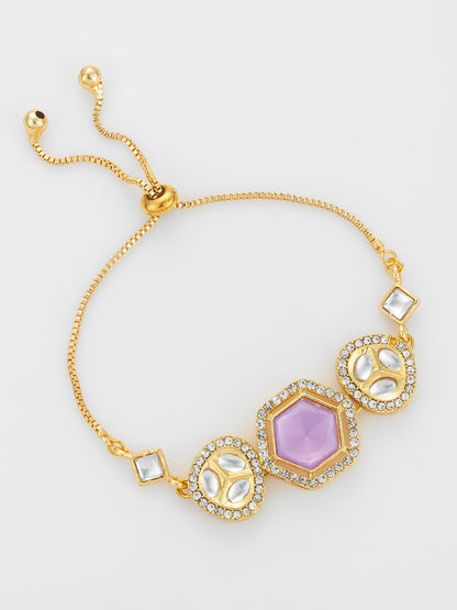 Aadita Lavender Hexagon Kundan Adjustable Bracelet