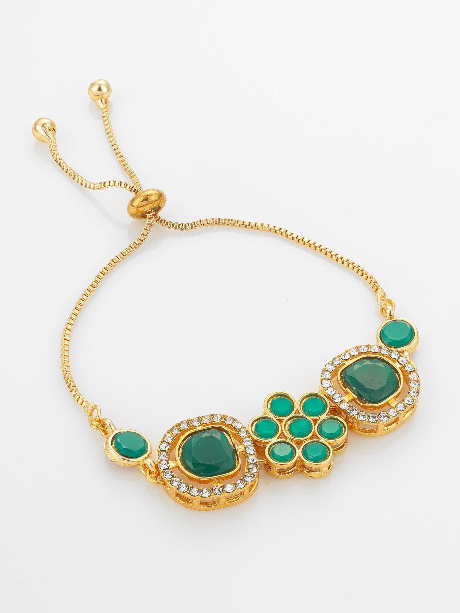 Aadita Emerald Green Floral Adjustable Bracelet