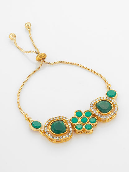Aadita Emerald Green Floral Adjustable Bracelet
