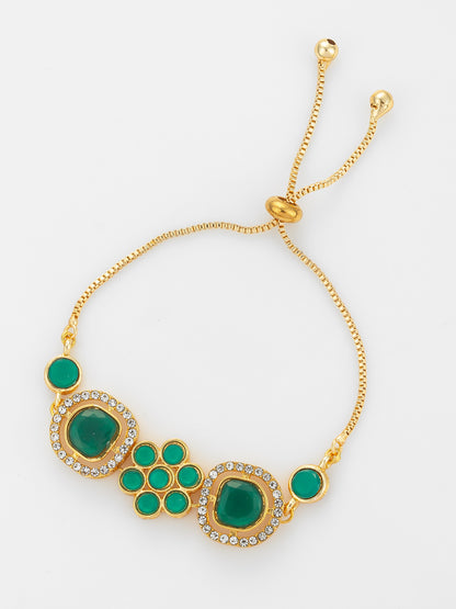 Aadita Emerald Green Floral Adjustable Bracelet