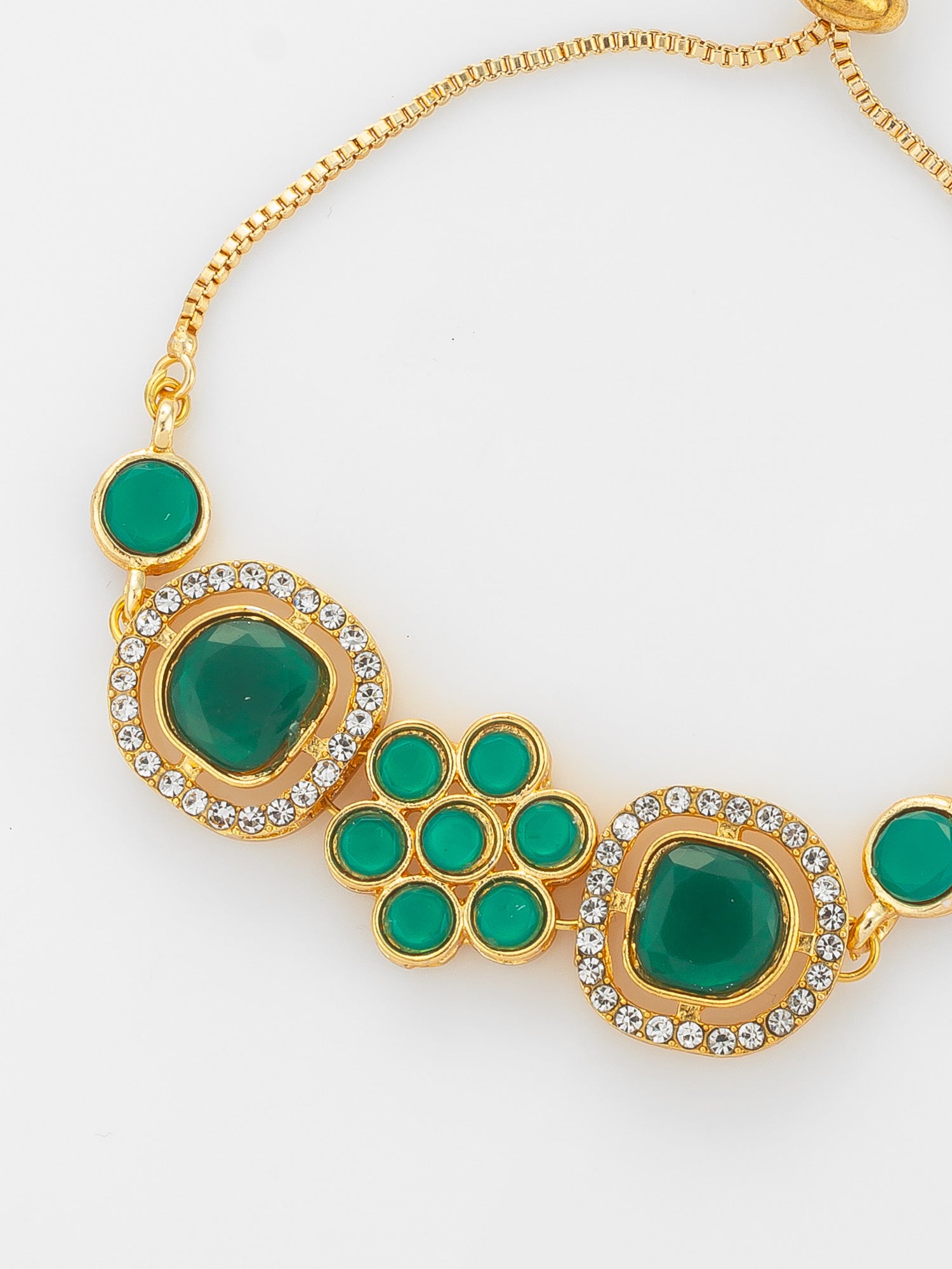 Aadita Emerald Green Floral Adjustable Bracelet