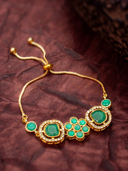 Aadita Emerald Green Floral Adjustable Bracelet