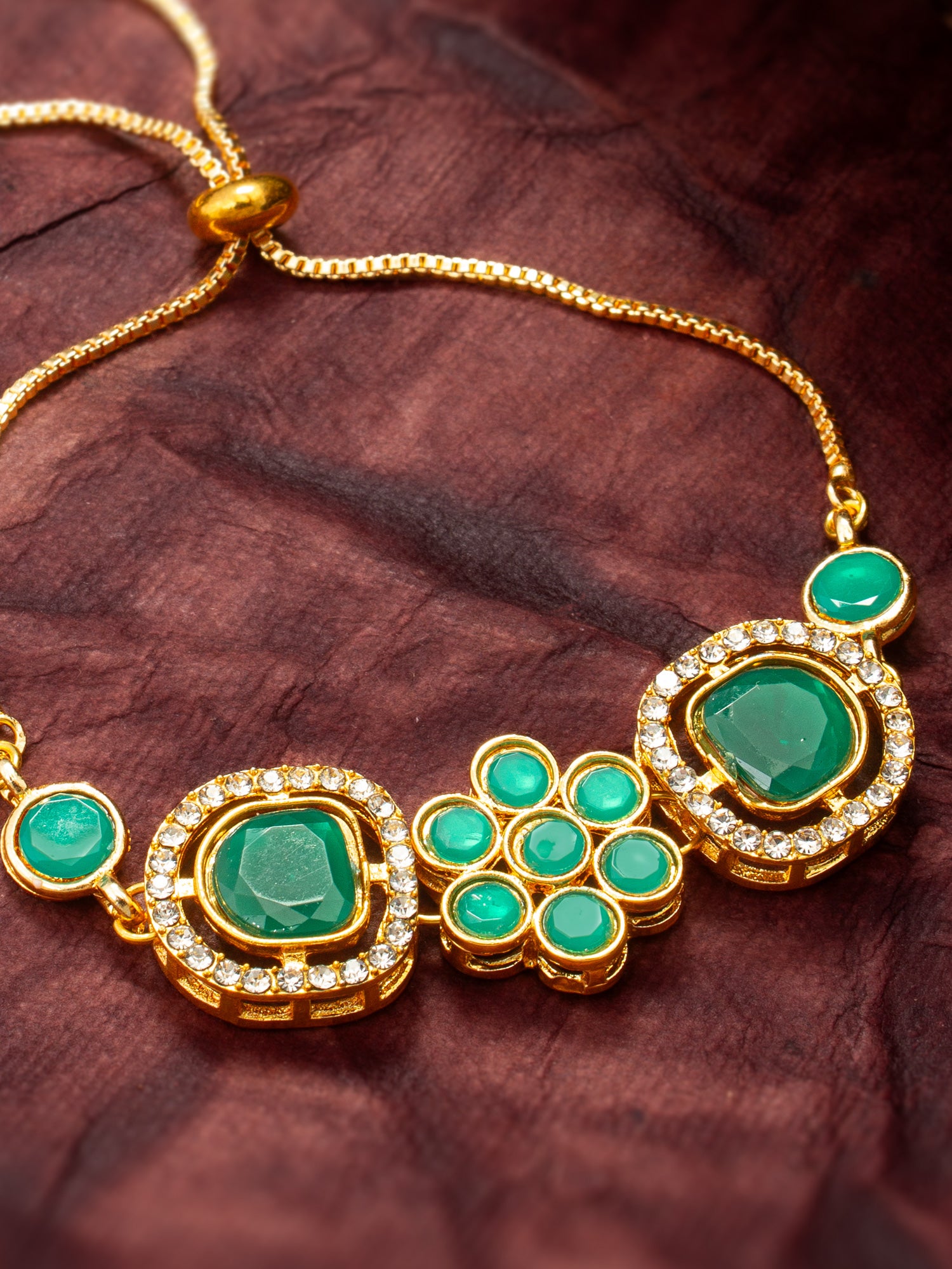 Aadita Emerald Green Floral Adjustable Bracelet