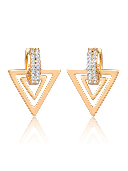 Triangle Huggie Hoop Earrings On A White Background