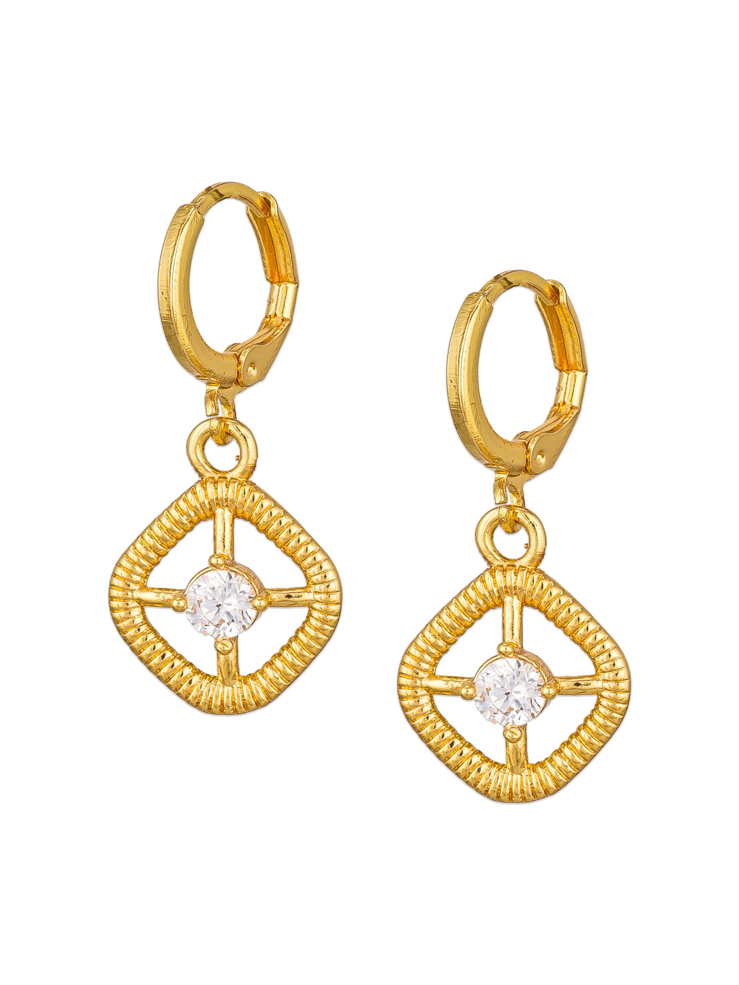 Aadita Gold-Plated Drop Earrings with Crystal Stone