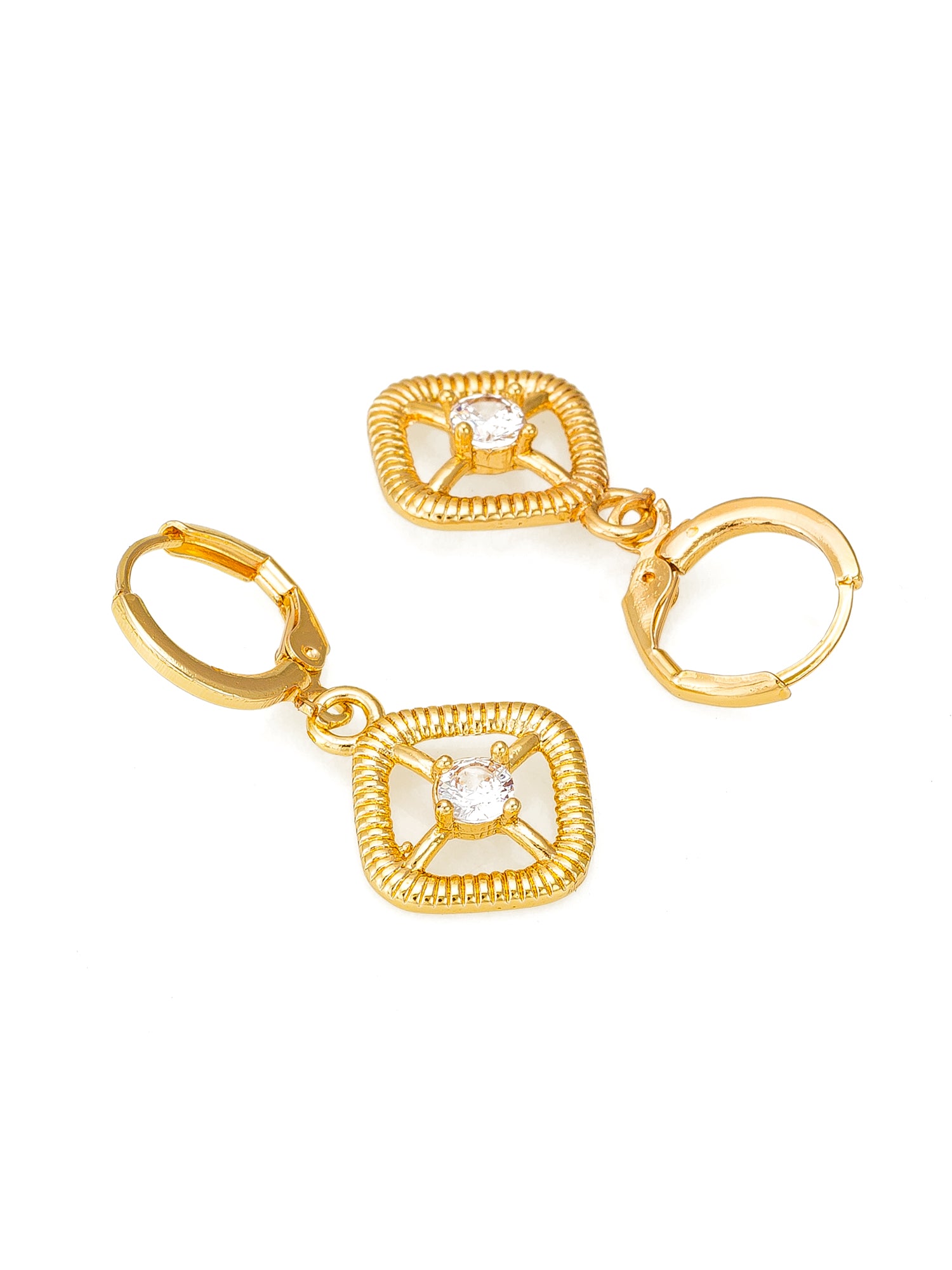Aadita Gold-Plated Drop Earrings with Crystal Stone
