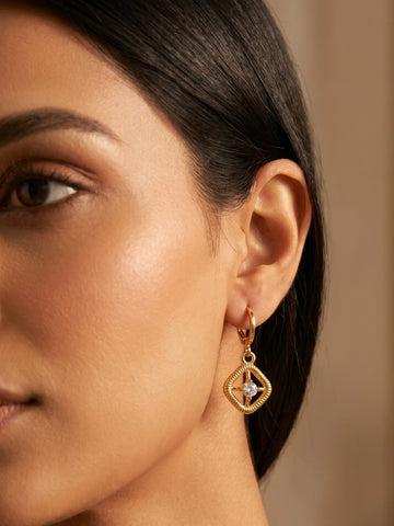 Aadita Gold-Plated Drop Earrings with Crystal Stone