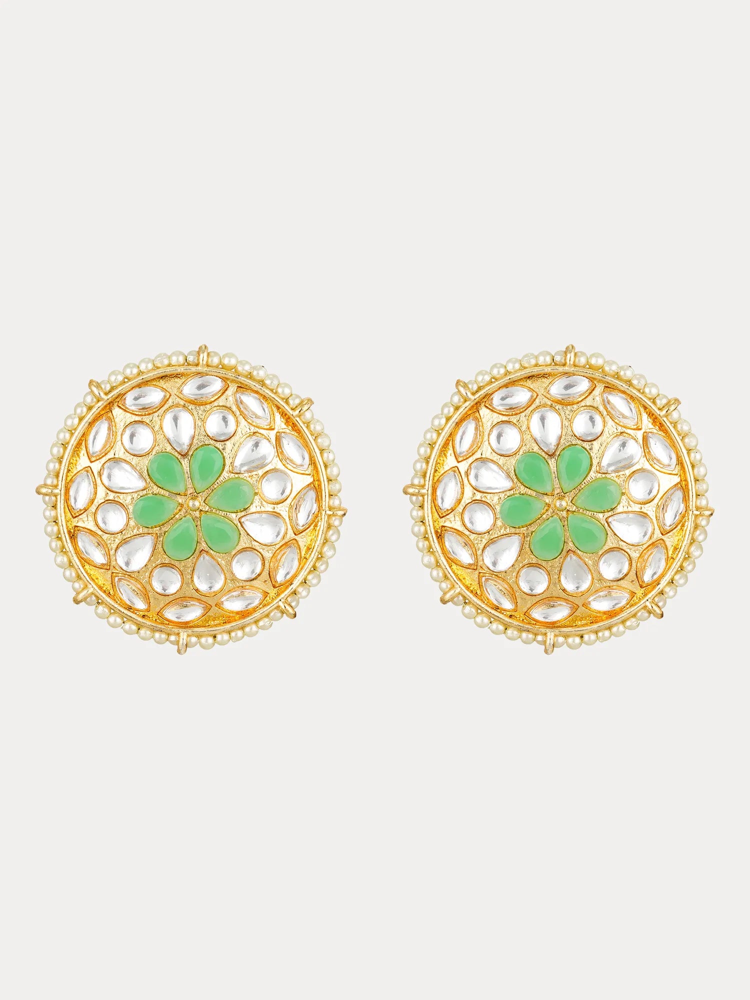 Meenakari Stud Earrings On A White Background