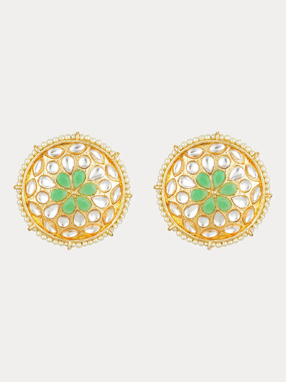 Meenakari Stud Earrings On A White Background