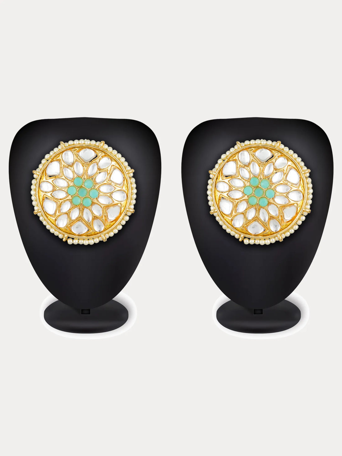 Round Floral Turquoise Stud Earrings